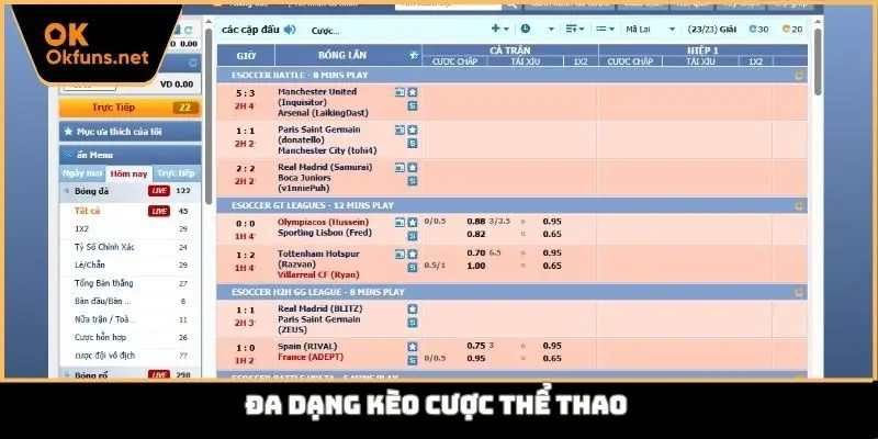 Đa dạng kèo cược thể thao