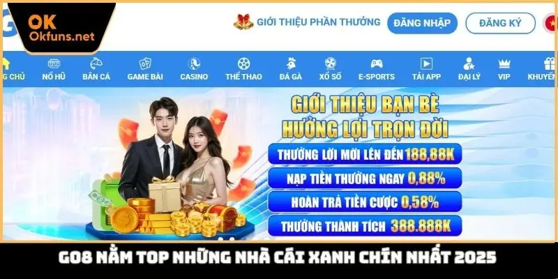 Go8 nằm top những nhà cái xanh chín nhất 2025