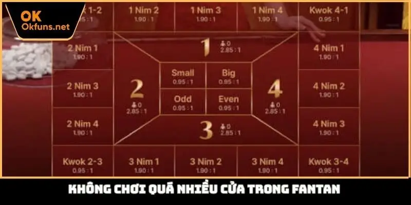 Không chơi quá nhiều cửa trong Fantan