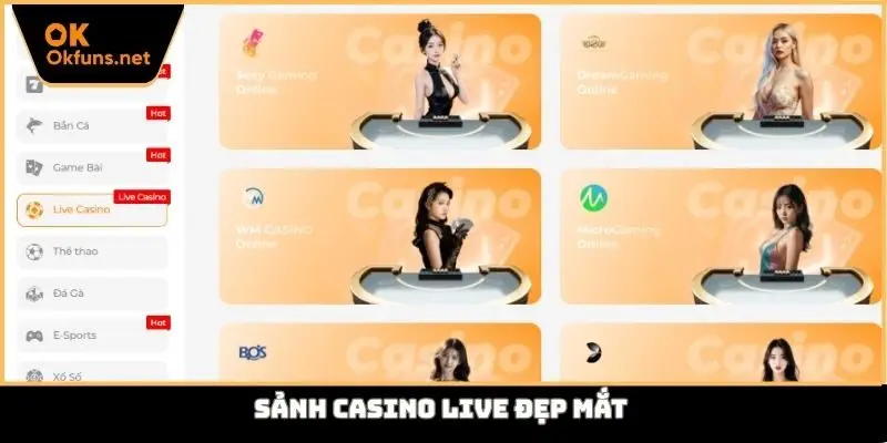 Sảnh casino live đẹp mắt